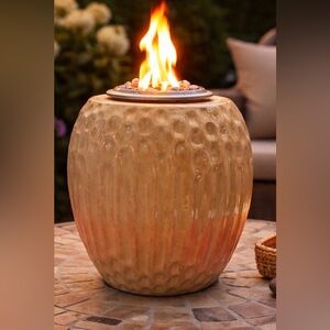 6" Ribbed Ceramic Flamepot